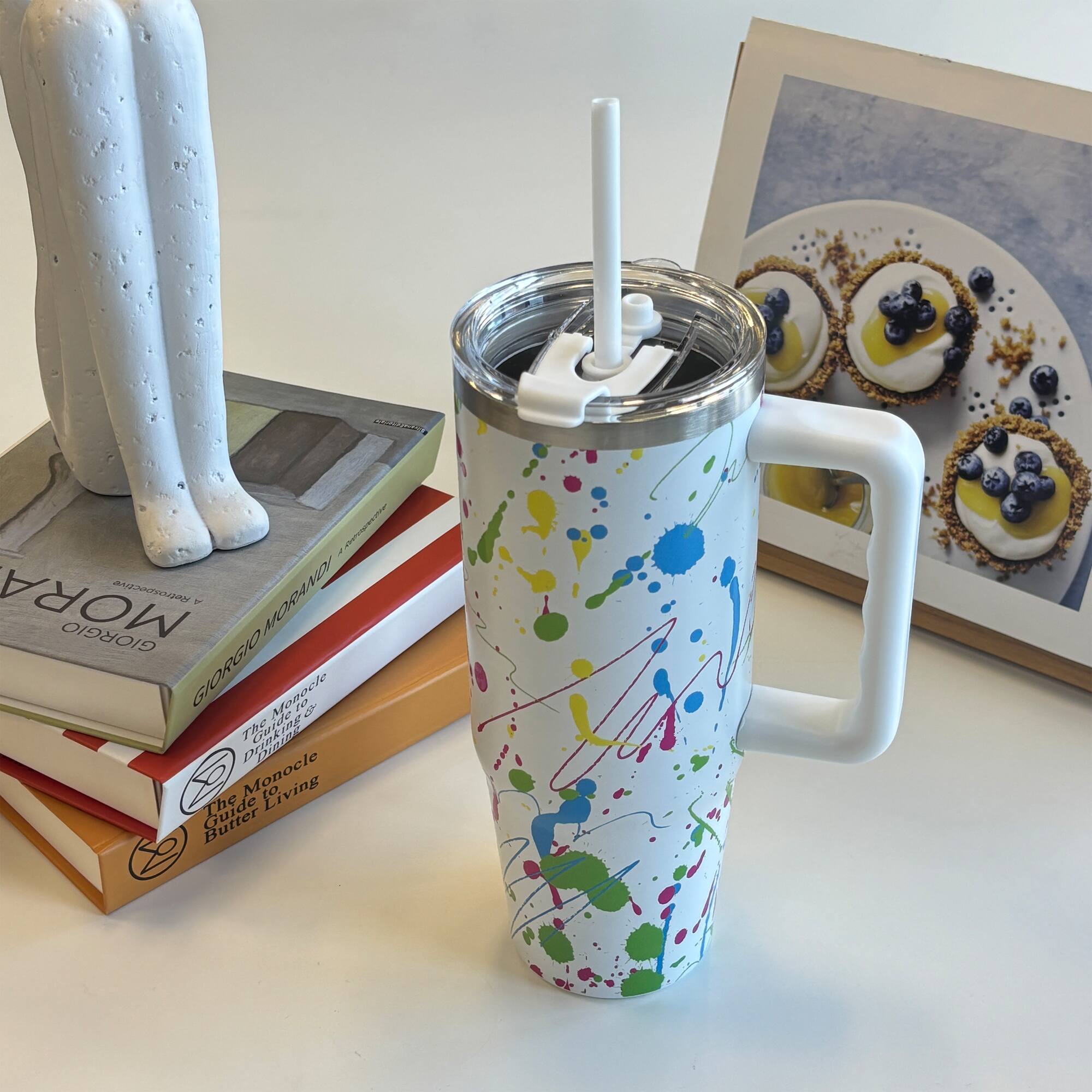30oz. White Splatter Stainless Steel Insulated Tumbler by Celebrate It™